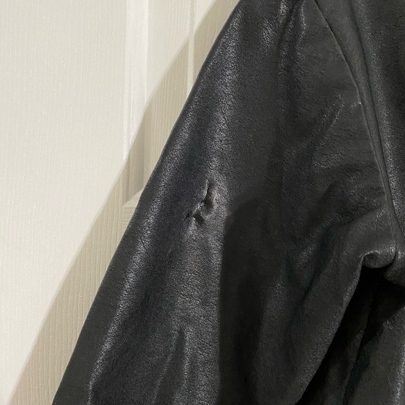 Slate & Willow Varsity Bomber Jacket in Black Faux Leather Size Small - Picture 9 of 11